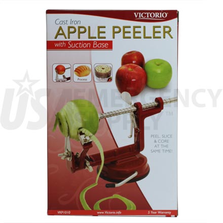 Back to Basics Peelers - Peel Away(tm) Apple Peeler - Red with Cast Iron Suction Base